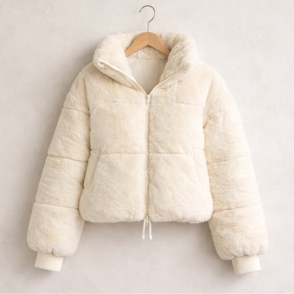 All in Motion Women's Cream Puffer Jacket in size XS, L and XL